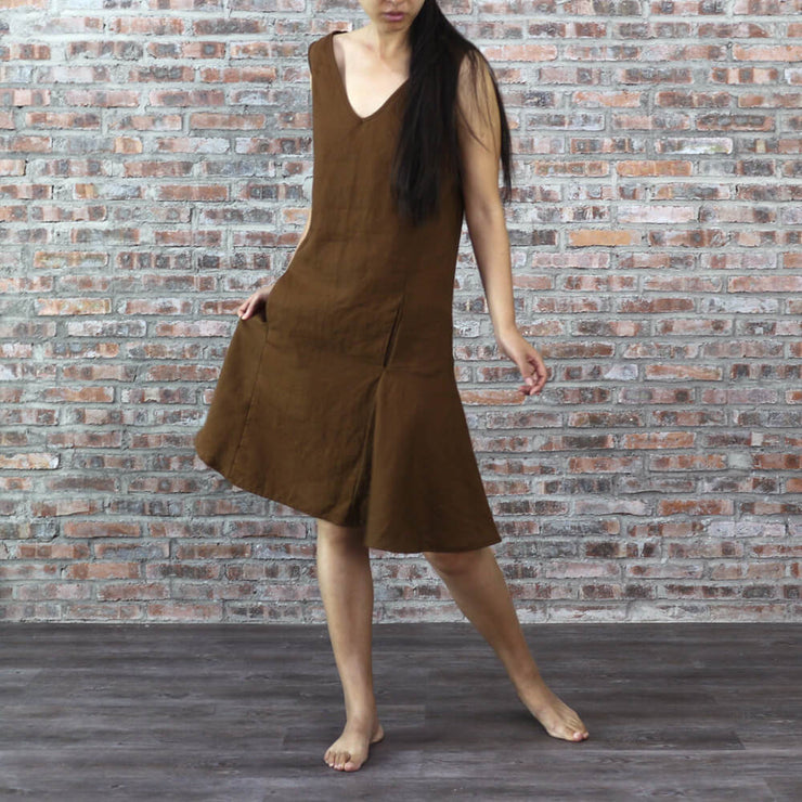 Drop-waist Linen Dress Earth