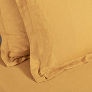 Close Up Flanged Linen Pillowcases Mustard - Linenshed