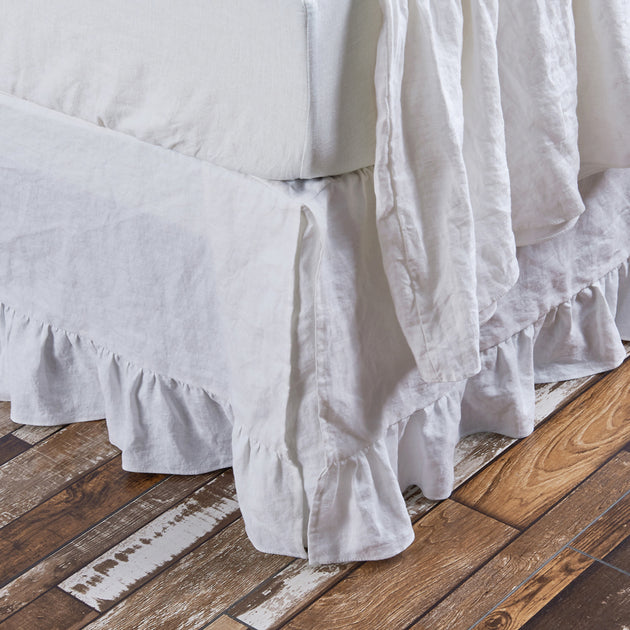 Stonewashed linen bed skirts and dust ruffles made to order to any size