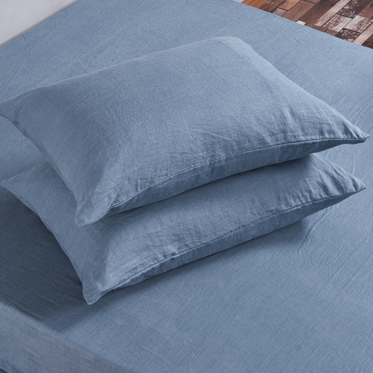 Standard Size Basic French Blue Linen Pillow Pair - linenshed