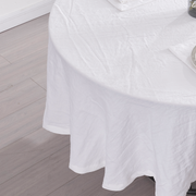 Close up of White Linen Tablecloth - linenshed