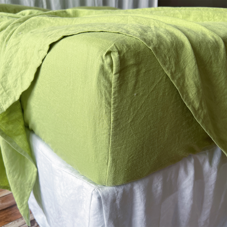 Front View Of Linen Fitted Sheet - linenshed US