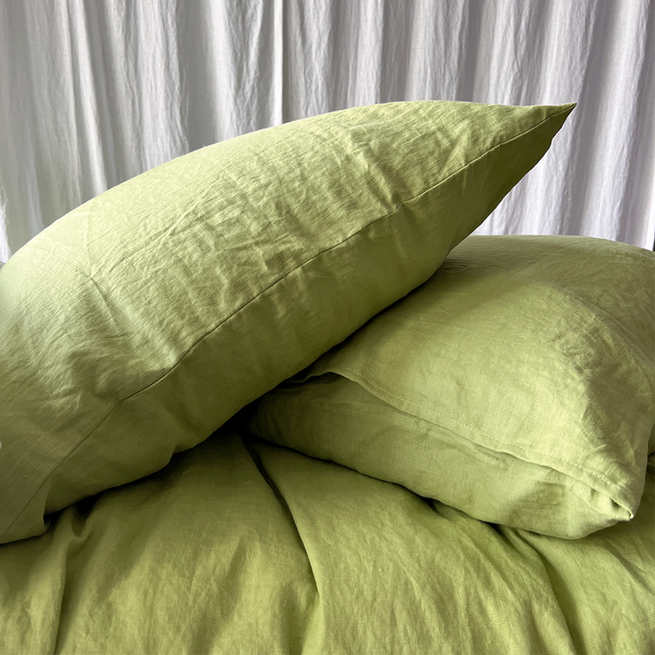Set of two Linen Pillowcases Green Tea - Linenshed