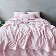Front View Of Lavender Pink Linen Duvet Cover - linenshed