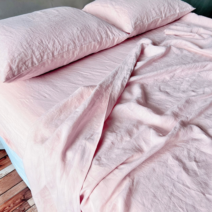 Side View Of Bed Linen Flat Sheet Lavender Pink - Linenshed