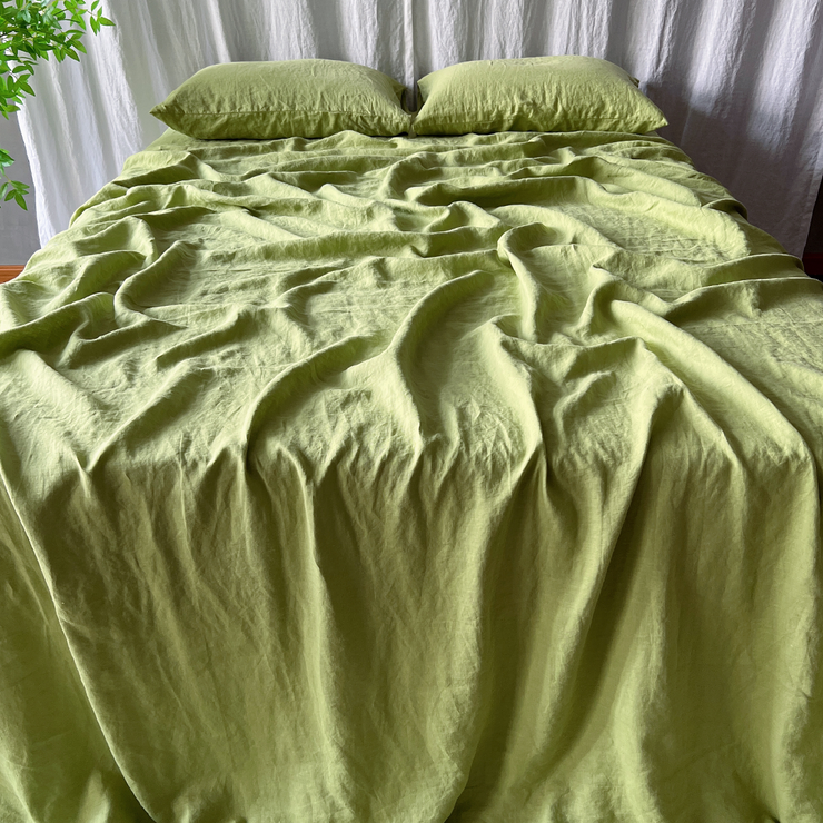 Green Tea Flat Sheet Well Folded Linen - Linenshed