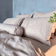 All Linen Pillowcases Pair Natural Undyed on Bed- linenshed