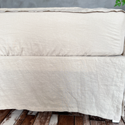 Close Up Front View Of Natural Linen Fitted Sheet - Linenshed 