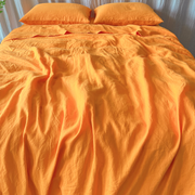 Front View Of Orange Linen Duvet Cover - linenshed USA