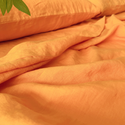 Close Up Of Bed Linen Flat Sheet Orange - linenshed USA