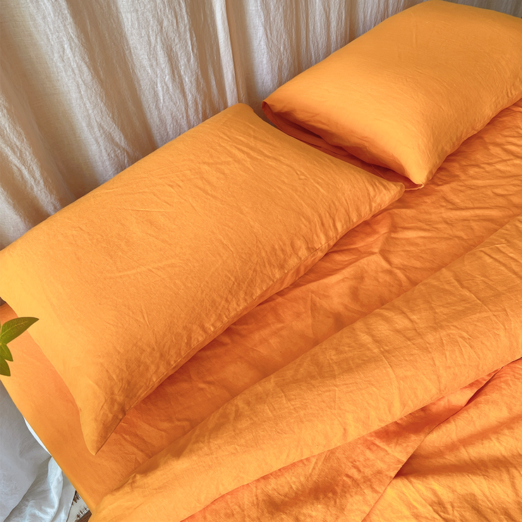 Housewife Linen Pillowcases Pair Orange - linenshed USA