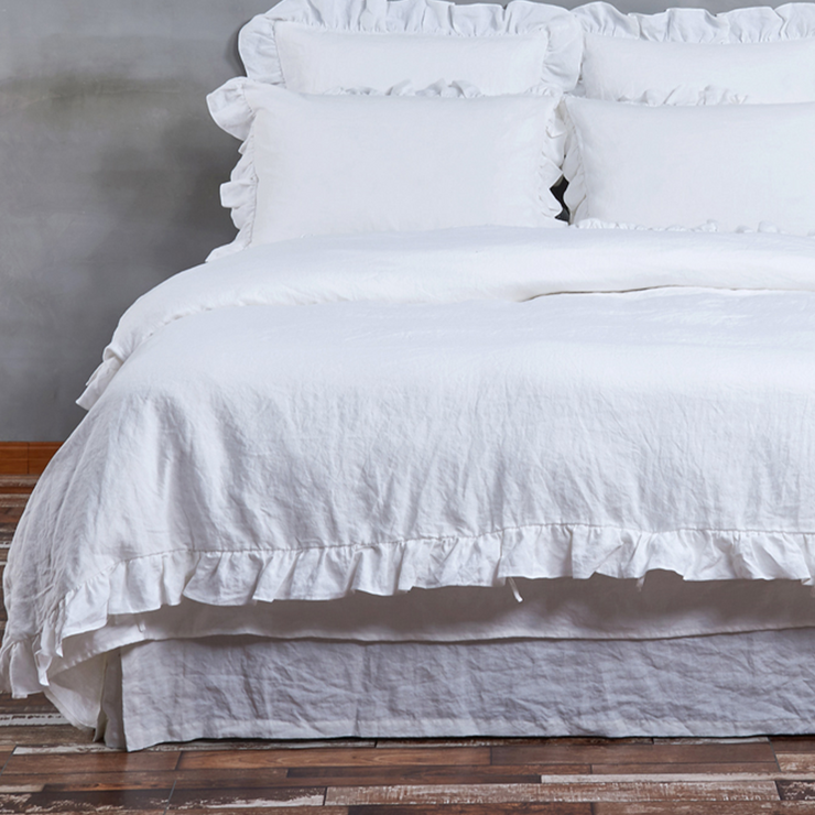 Linen Ruffle Paint Ruffled Pure Washed Linen Duvet Cover | Shabby Chic Bedding – Linenshed