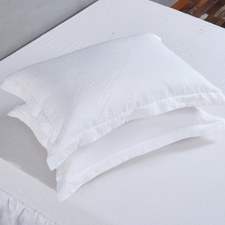 Flanged Linen Pillowcases (set of 2) Optic White
