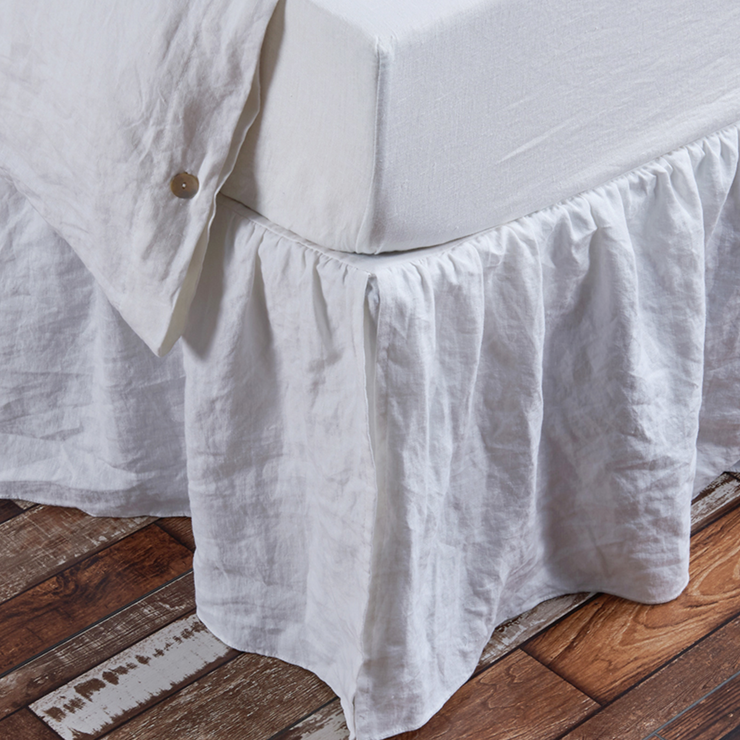 Gathered Washed Linen Dust Ruffle  Softly Washed Linen Bed Skirt – Li