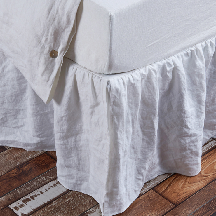 Gathered Washed Linen Dust Ruffle | Softly Washed Linen Bed Skirt – Li
