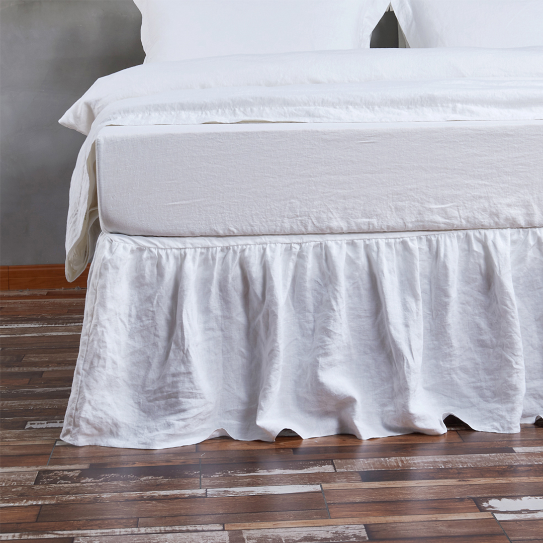 Gathered Washed Linen Dust Ruffle Softly Washed Linen Bed Skirt – Li