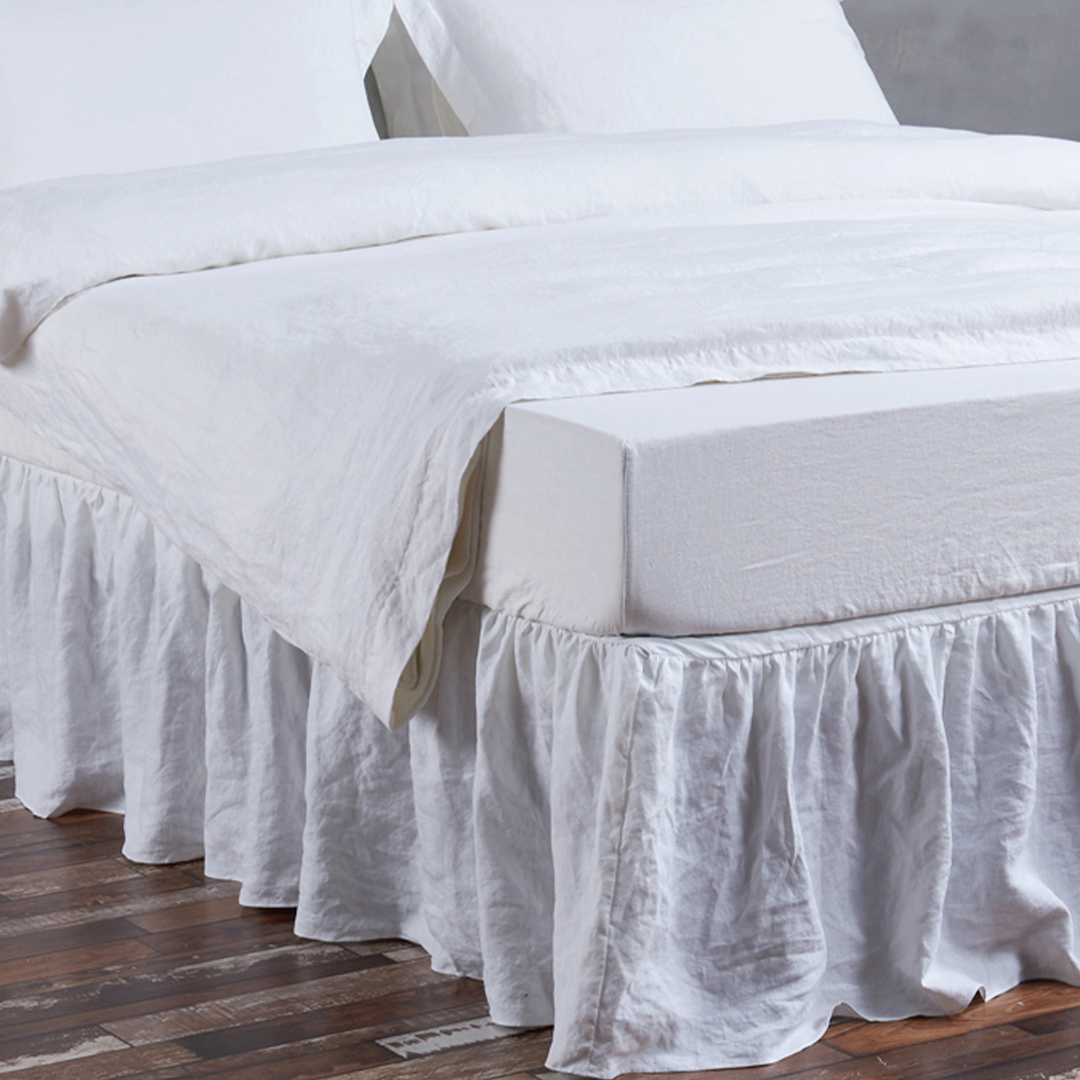 Flowy white bed skirt hotsell