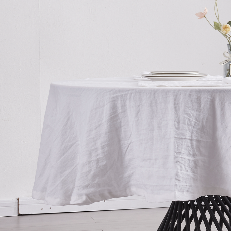 White Round Tablecloth - linenshed