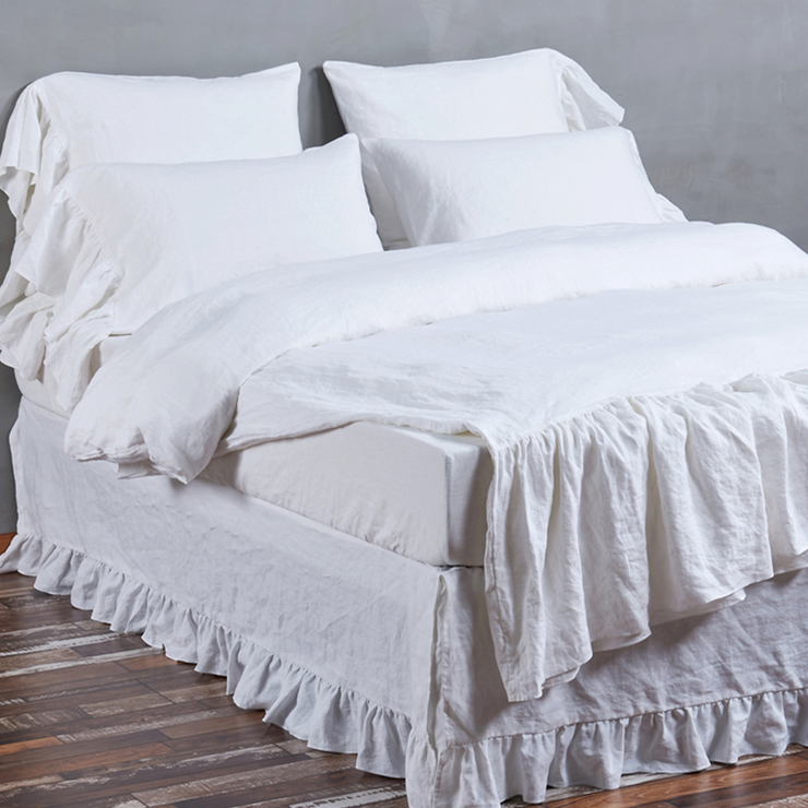 Romantic Ruffles Linen Bed Valance - Linenshed