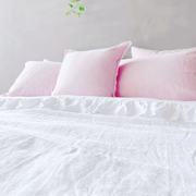 Side View Of White Linen Duvet Cover - linenshed 
