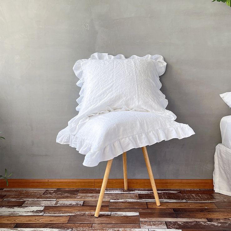 White ruffle top pillow case
