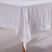 Close up view of Linen White Tablecloth-linenshed