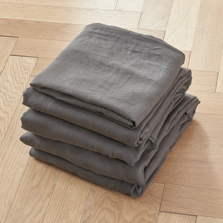 100 % Linen Sheets Set Lead Grey