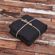 Folded Linen Black Fabric by Yarn - Linenshed
