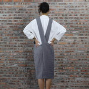 Japanese Style Washed Linen Apron Lead Gray 04