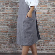 Japanese Style Washed Linen Apron Lead Gray 05