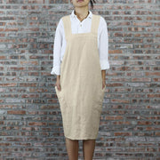 Japanese Style Washed Linen Apron Natural 02