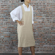 Japanese Style Washed Linen Apron Natural 03
