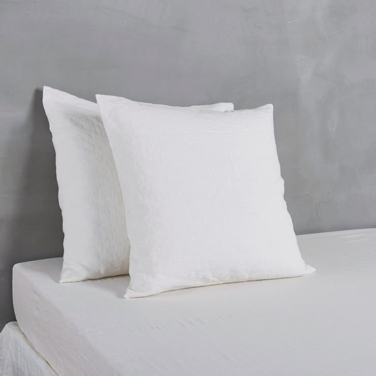 Square Linen Pillowcases Ivory - Linenshed