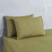 Set of 2 Green Olive Linen Pillowcases Green Olive - Linenshed