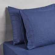 Close Up Linen Pillowcases Indigo Blue - Linenshed