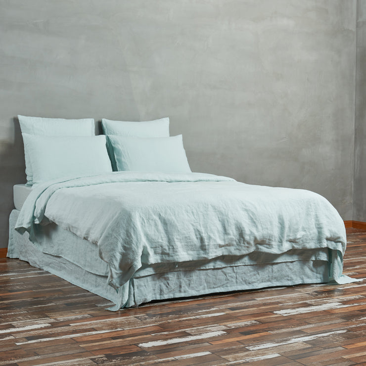 Icy Blue Linen Duvet Cover with Ties Closure - Linenshed
