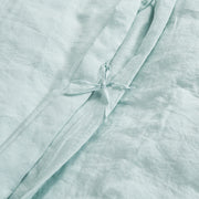 Ties Closure Detail Icy Blue Linen Duvet Cover - Linenshed