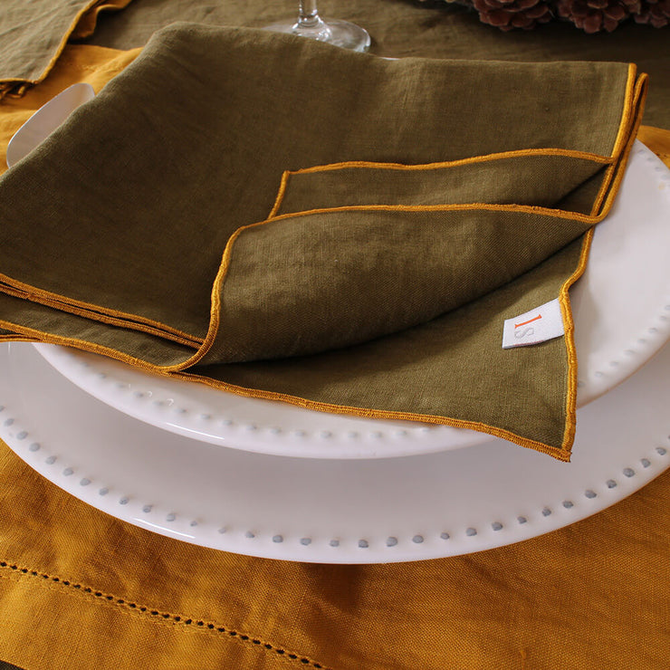 Linen Bourdon Edge Table Napkins Set - Linenshed