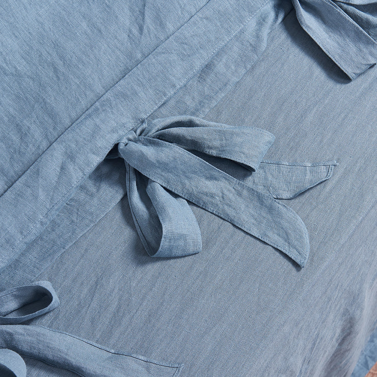 Close Up Bow Ties Linen Duvet Cover French Blue - Linenshed