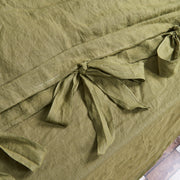Close Up Bow Ties Linen Duvet Cover Green Olive - Linenshed