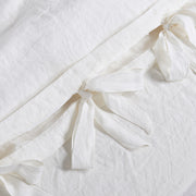 Close Up Bow Ties Linen Duvet Cover Ivory