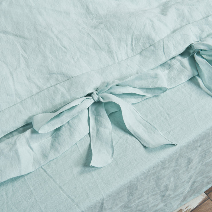 Close Up Bow Ties Linen Duvet Cover Icy Blue - Linenshed