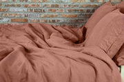 Pure Linen Duvet Cover Brick With Matched Pillows
