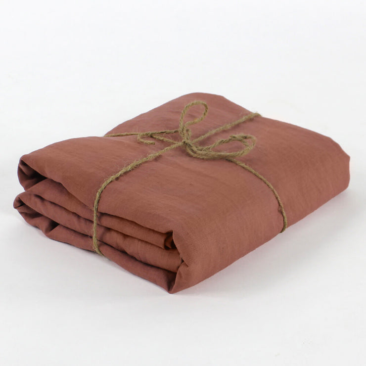 Washed Linen Duvet Brick is Well Folded 