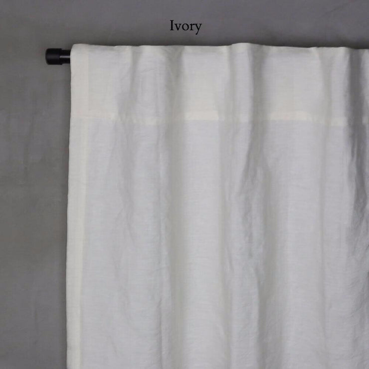 Pure Washed Linen Curtain with Cotton Lining Ivory