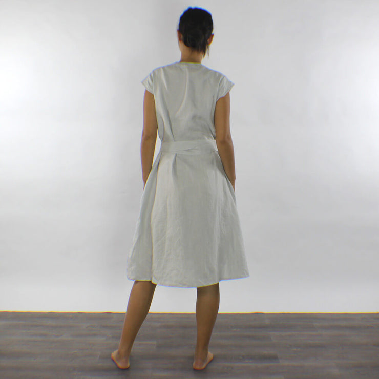 Detail Back Of Linen Wrap Dress Portefeuille - Linenshed
