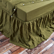 Gathered Washed Linen Dust Ruffle | Softly Washed Linen Bed Skirt – Li