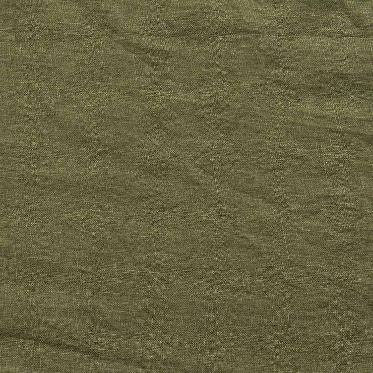 Close Up of Linen Fabric Green Olive - Linenshed