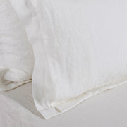 Close Up Flanged Linen Pillowcases Ivory - Linenshed