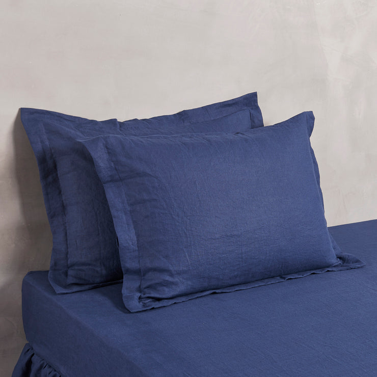 Flanged Linen Pillowcases Indigo - Linenshed